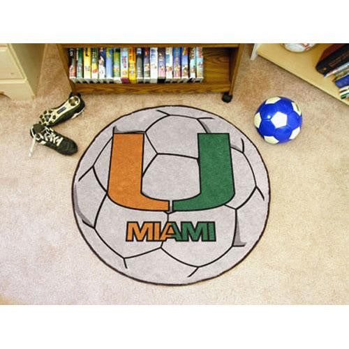 Miami Hurricanes NCAA Soccer Ball Round Floor Mat (29) U Logo