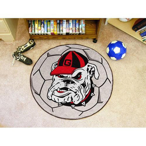 Georgia Bulldogs NCAA Soccer Ball Round Floor Mat (29) Bulldog Logo