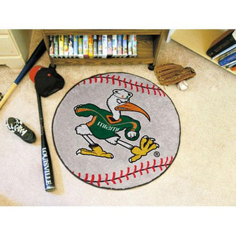 Miami Hurricanes NCAA Baseball Round Floor Mat (29) Sebastian the Ibis