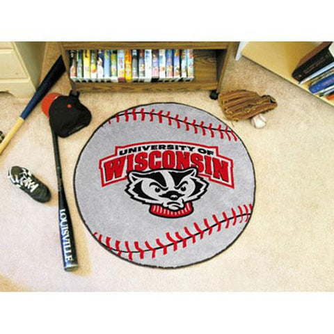 Wisconsin Badgers NCAA Baseball Round Floor Mat (29) Badger Logo