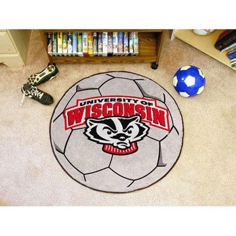 Wisconsin Badgers NCAA Soccer Ball Round Floor Mat (29) Badger Logo