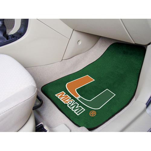 Miami Hurricanes NCAA Car Floor Mats (2 Front) U Logo On Green