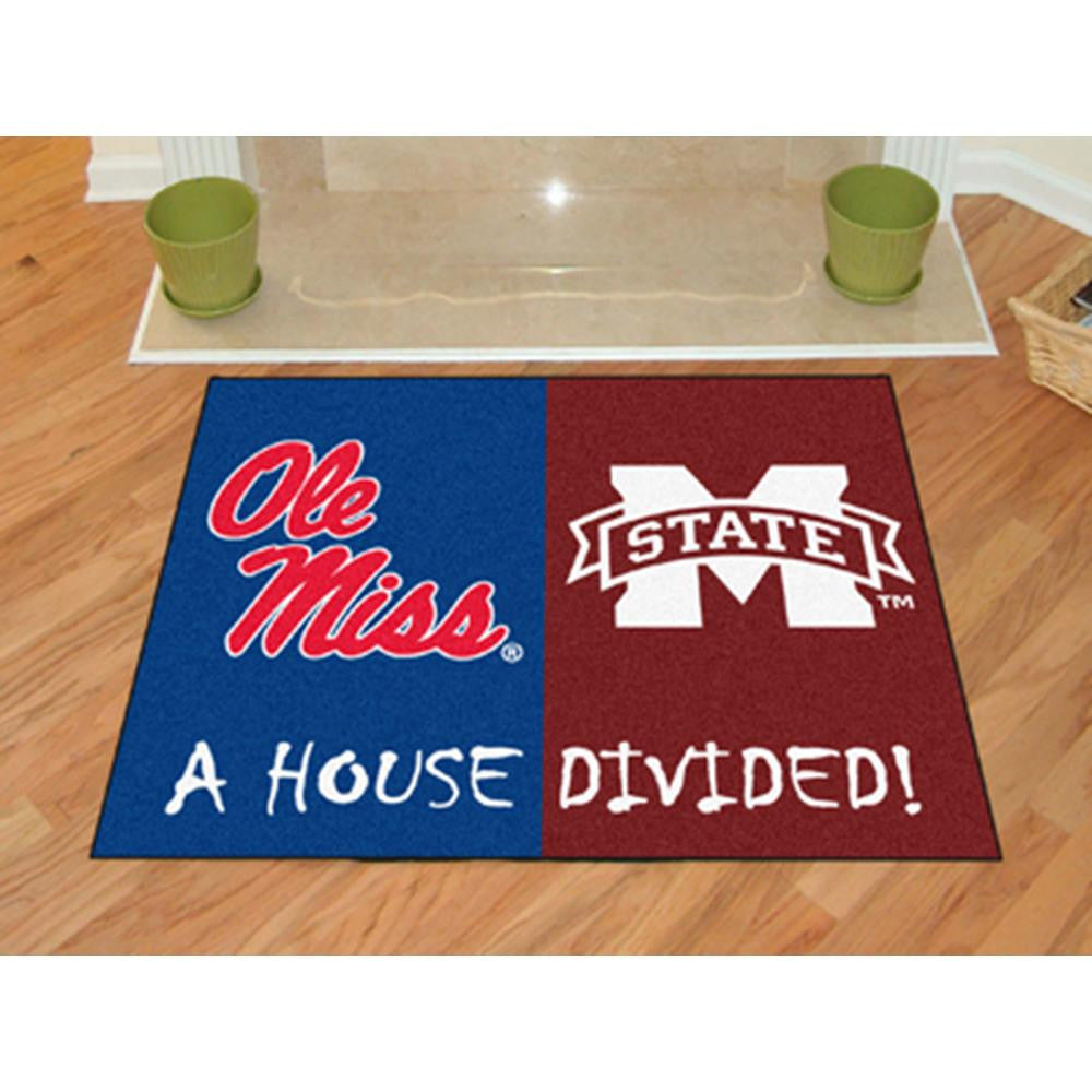 Mississippi Rebels- Mississippi St Bulldogs NCAA House Divided NCAA All-Star Floor Mat (34x45)