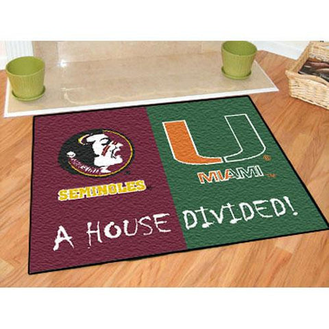 Florida State Seminoles - Miami Hurricanes House Divided NCAA All-Star Floor Mat (34x45)