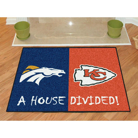 Denver Broncos-Kansas City Chiefs NFL House Divided NFL All-Star Floor Mat (34x45)