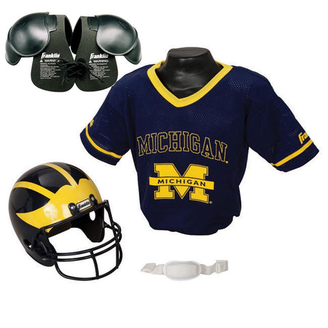 Michigan Wolverines Youth NCAA Helmet and Jersey Set with Shoulder Pads