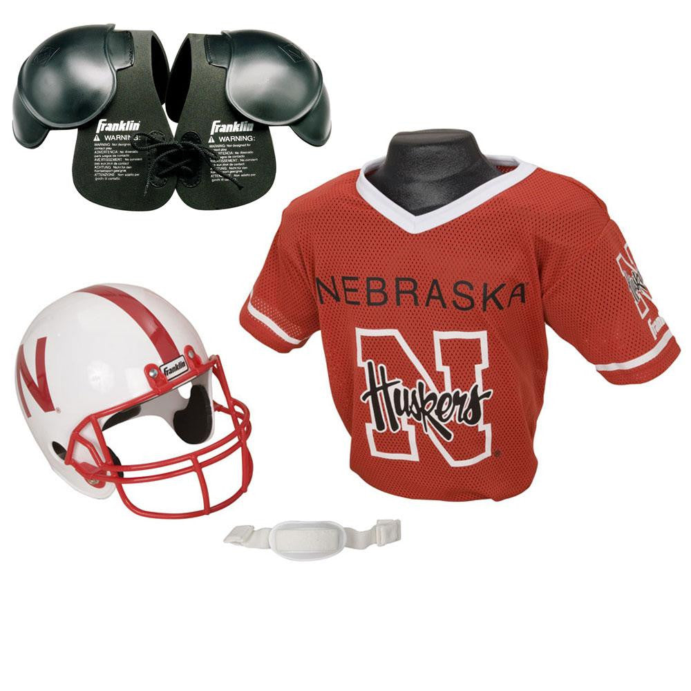 Nebraska Cornhuskers Youth NCAA Helmet and Jersey Set with Shoulder Pads