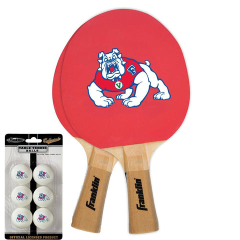 Fresno State Bulldogs NCAA Table Tennis Paddles and Balls Set (2 Paddles and 6 Balls )