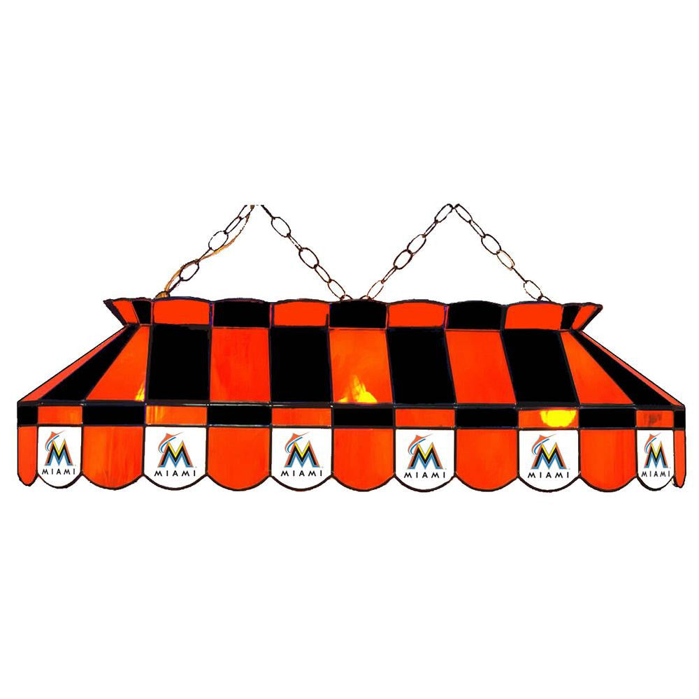 Miami Marlins MLB 40 Inch Billiards Stained Glass Lamp