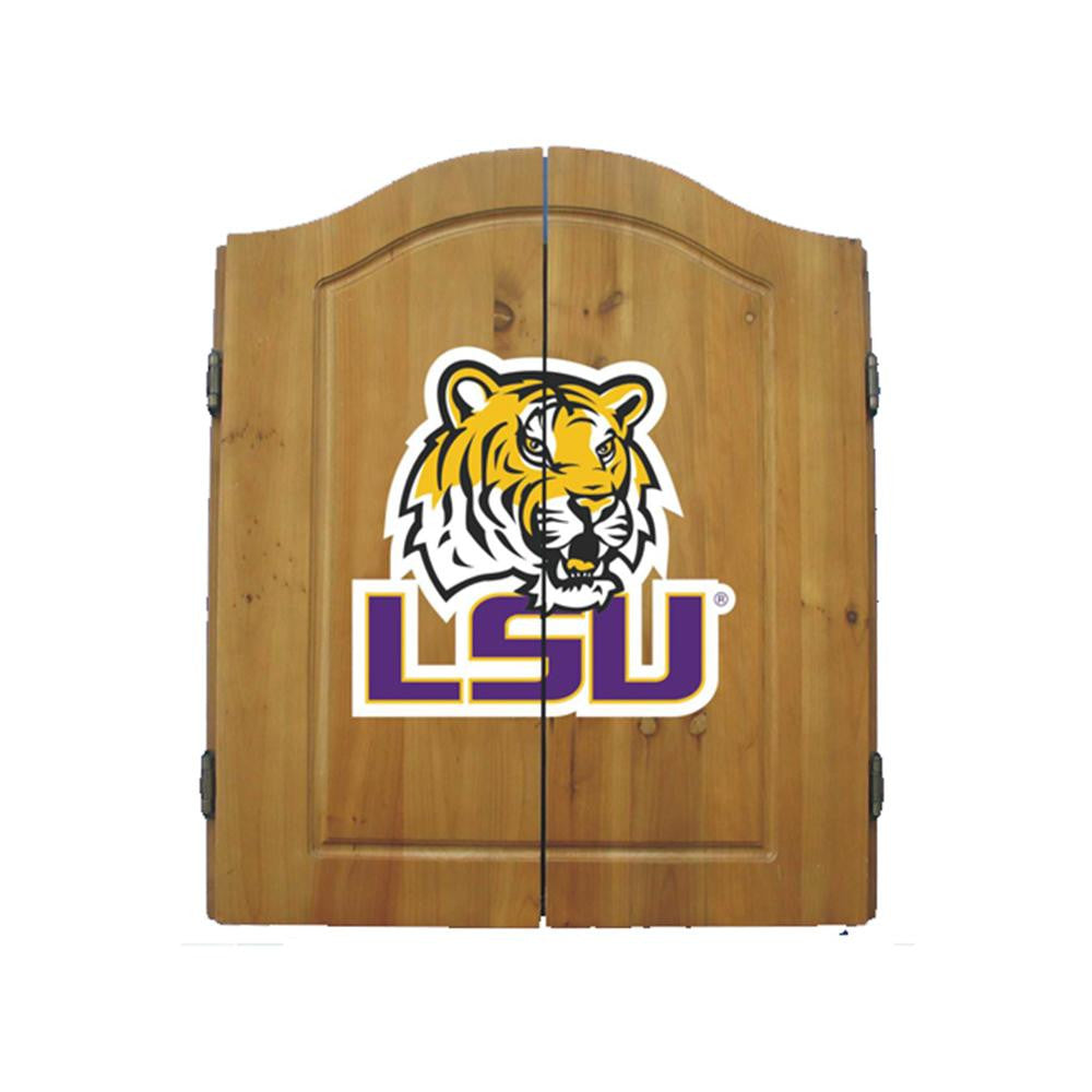 LSU Tigers NCAA Dart Board w-Cabinet