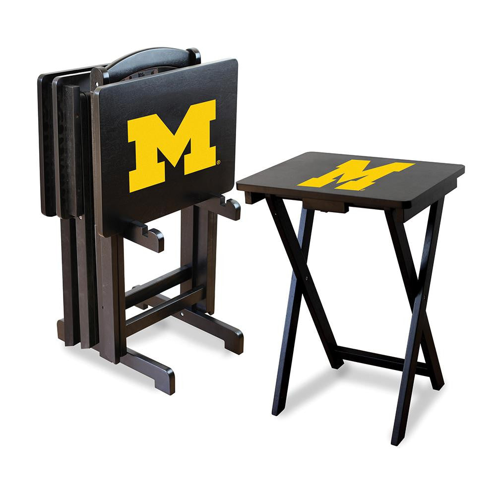 Michigan Wolverines NCAA TV Tray Set with Rack