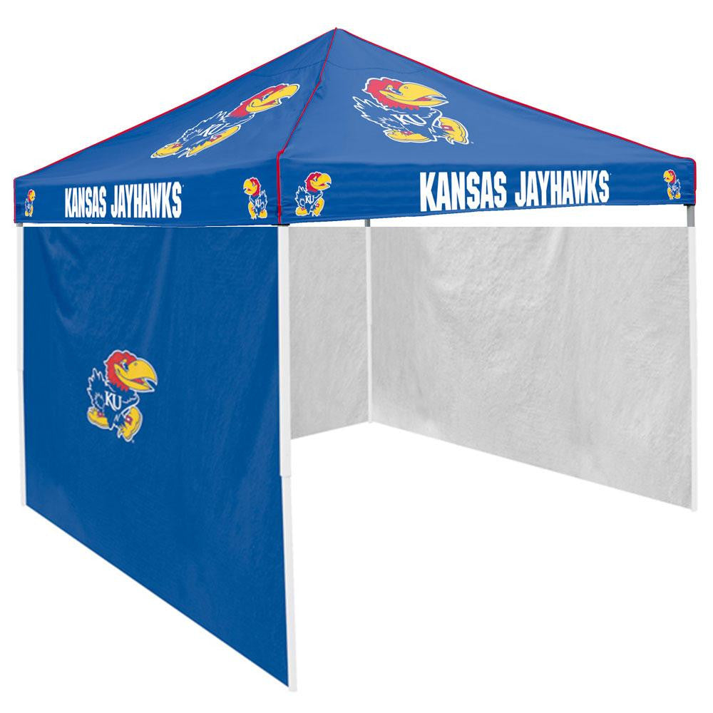 Kansas Jayhawks NCAA 9' x 9' Solid Color Pop-Up Tailgate Canopy Tent With Side Wall