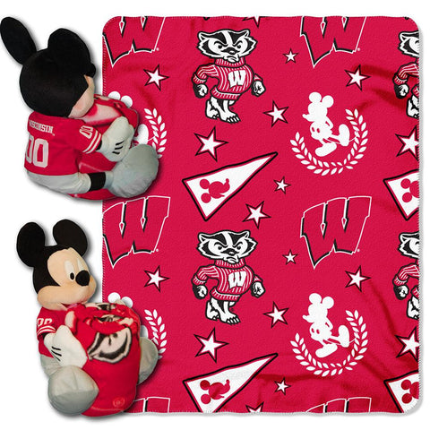 Wisconsin Badgers NCAA Mickey Mouse with Throw Combo