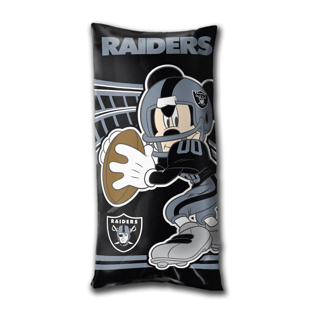 Oakland Raiders NFL Mickey Folded Body Pillow (18in x 36in)