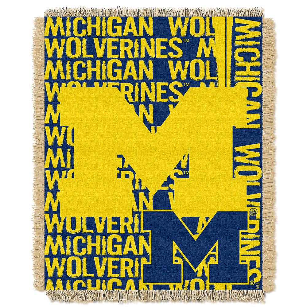 Michigan Wolverines NCAA Triple Woven Jacquard Throw (Double Play Series) (48x60)