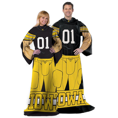 Iowa Hawkeyes NCAA Adult Uniform Comfy Throw Blanket w- Sleeves