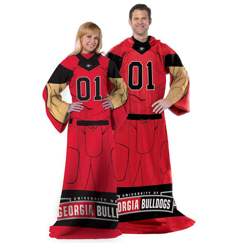 Georgia Bulldogs NCAA Adult Uniform Comfy Throw Blanket w- Sleeves