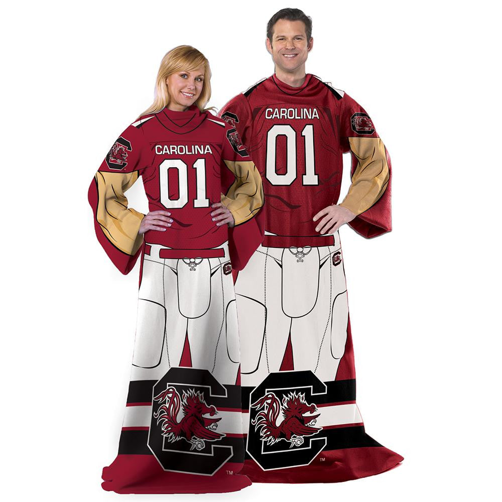 South Carolina Gamecocks NCAA Adult Uniform Comfy Throw Blanket w- Sleeves