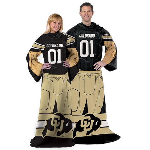 Colorado Golden Buffaloes NCAA Adult Uniform Comfy Throw Blanket w- Sleeves