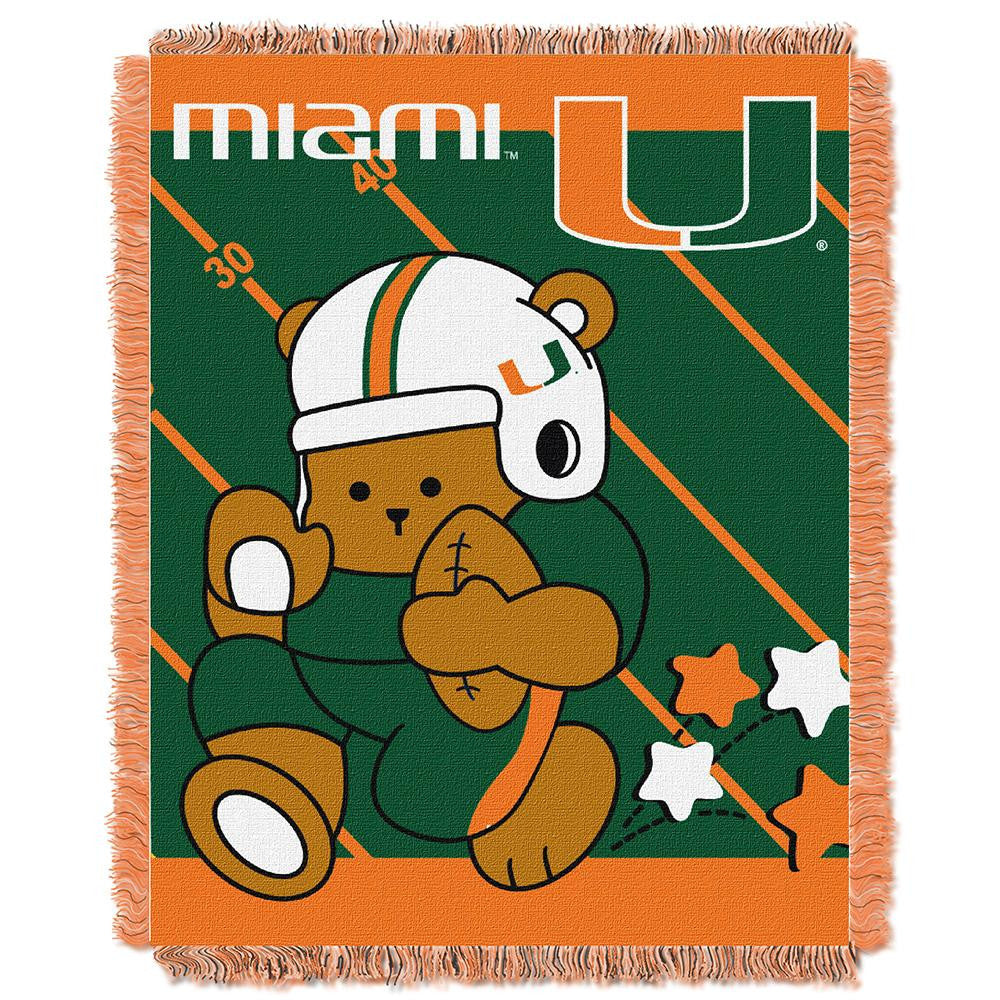 Miami Hurricanes NCAA Triple Woven Jacquard Throw (Fullback Baby Series) (36x48)