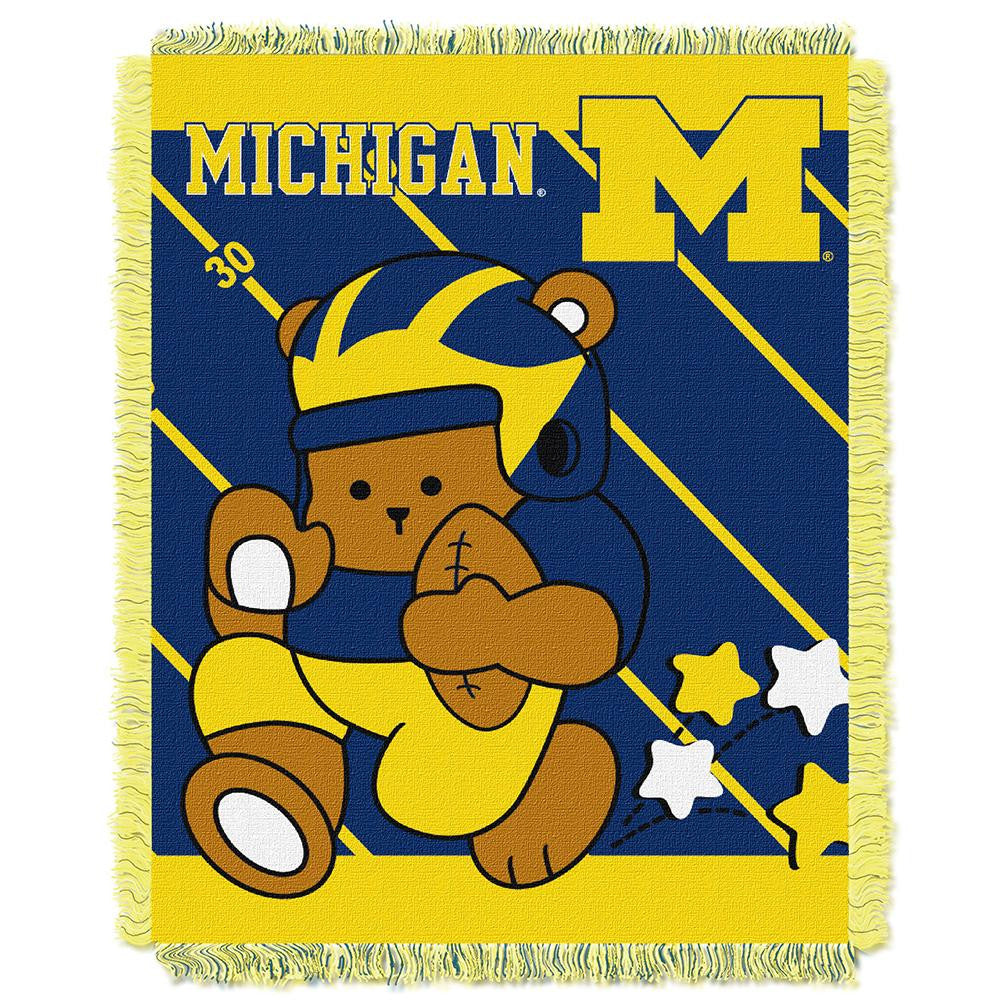 Michigan Wolverines NCAA Triple Woven Jacquard Throw (Fullback Baby Series) (36x48)