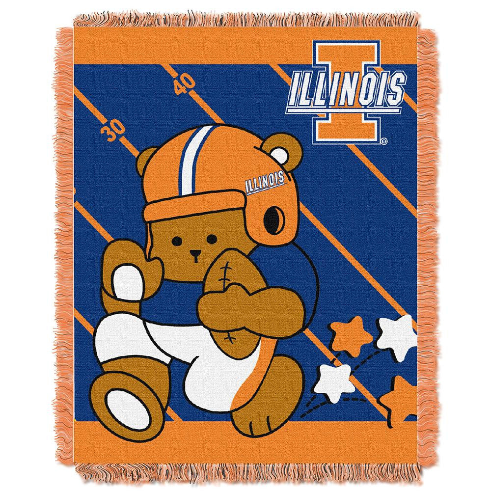 Illinois Fighting Illini NCAA Triple Woven Jacquard Throw (Fullback Baby Series) (36x48)