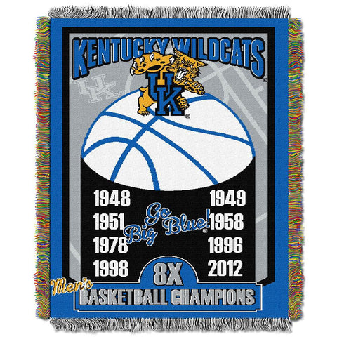 Kentucky Wildcats NCAA National Championship Commemorative Woven Tapestry Throw (48x60)