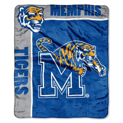 Memphis Tigers NCAA Royal Plush Raschel Blanket (School Spirit Series) (50in x 60in)