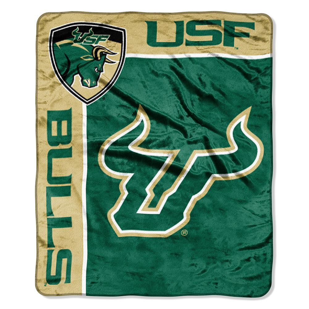 South Florida Bulls NCAA Royal Plush Raschel Blanket (School Spirit Series) (50in x 60in)