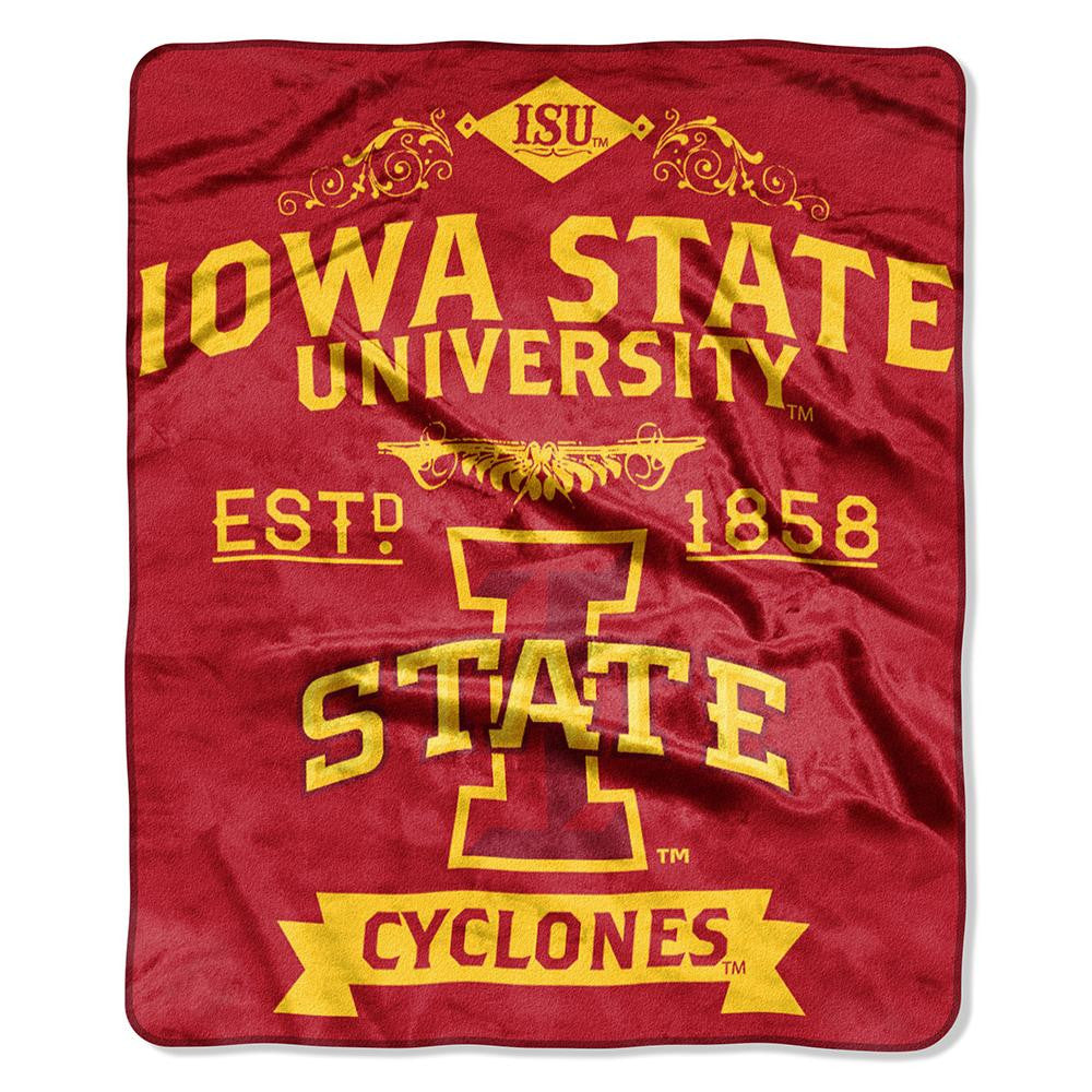 Iowa State Cyclones NCAA Royal Plush Raschel Blanket (Label Series) (50x60)