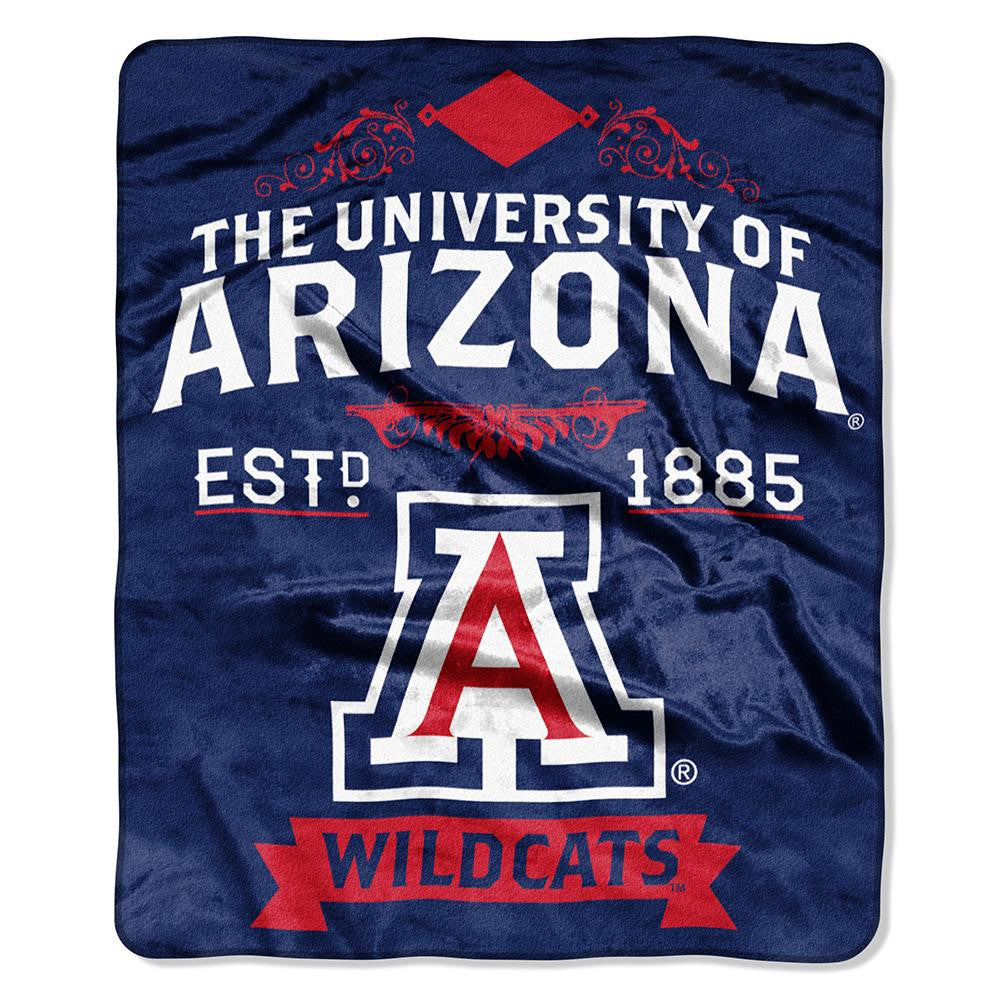 Arizona Wildcats NCAA Royal Plush Raschel Blanket (Label Series) (50x60)