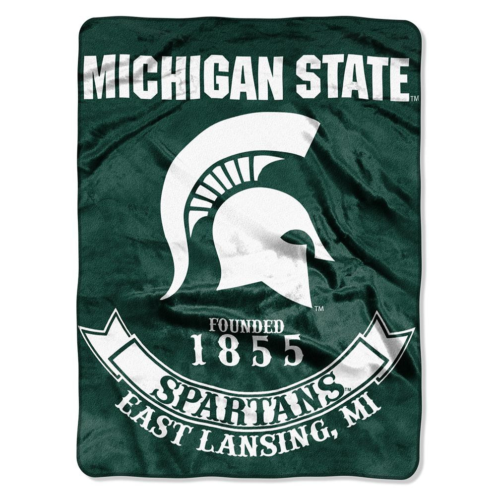 Michigan State Spartans NCAA Royal Plush Raschel Blanket (Rebel Series) (60x80)