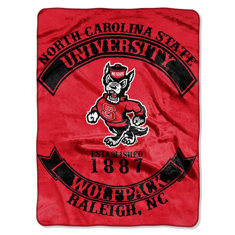 North Carolina State Wolfpack NCAA Royal Plush Raschel Blanket (Rebel Series) (60x80)