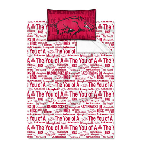 Arkansas Razorbacks NCAA Twin Sheet Set (Anthem Series)