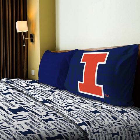 Illinois Fighting Illini NCAA Twin Sheet Set (Anthem Series)