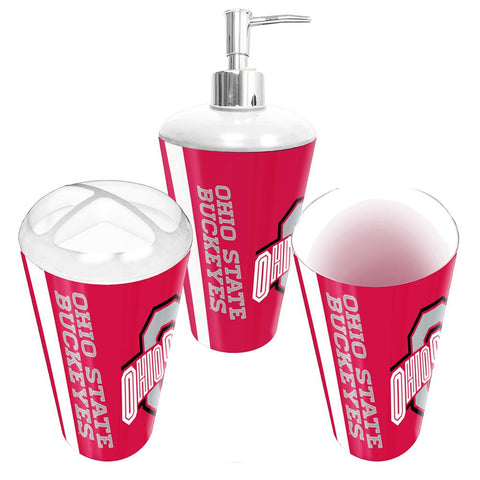 "Ohio State Buckeyes NCAA Bath Tumbler, Toothbrush Holder & Soap Pump (3pc Set)"