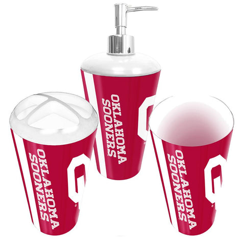 "Oklahoma Sooners NCAA Bath Tumbler, Toothbrush Holder & Soap Pump (3pc Set)"