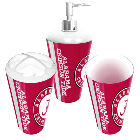 "Alabama Crimson Tide NCAA Bath Tumbler, Toothbrush Holder & Soap Pump (3pc Set)"