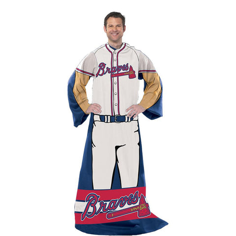 Atlanta Braves MLB Adult Uniform Comfy Throw Blanket w- Sleeves