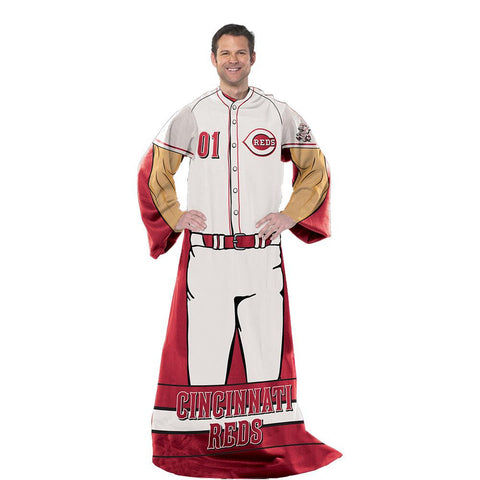 Cincinnati Reds MLB Adult Uniform Comfy Throw Blanket w- Sleeves