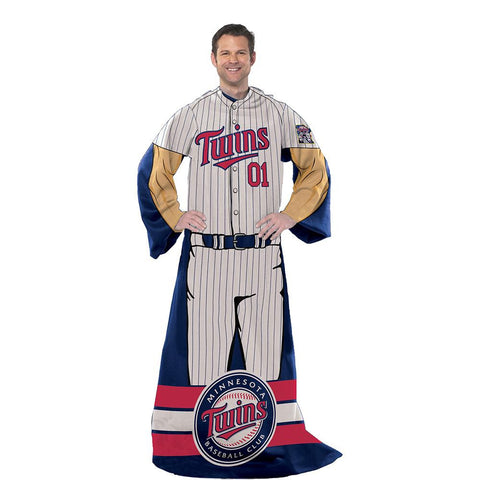 Minnesota Twins MLB Adult Uniform Comfy Throw Blanket w- Sleeves