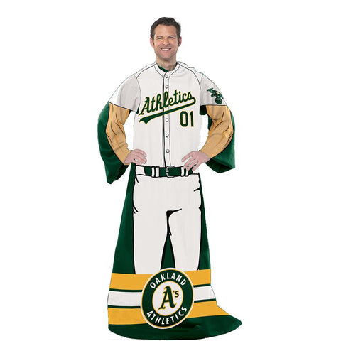 Oakland Athletics MLB Adult Uniform Comfy Throw Blanket w- Sleeves