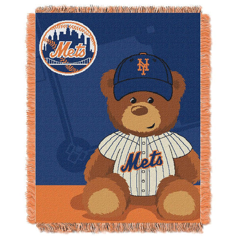 New York Mets MLB Triple Woven Jacquard Throw (Field Baby Series) (36x48)