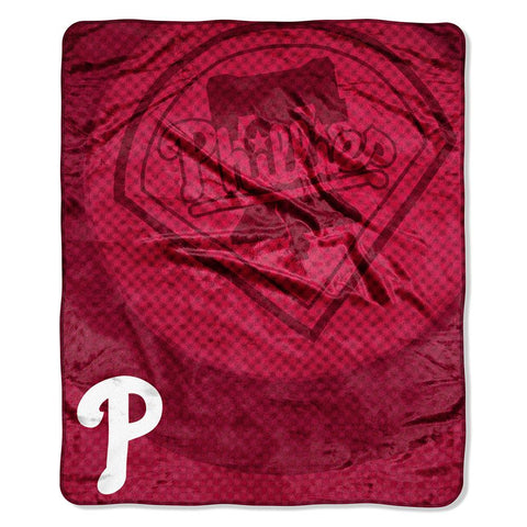 Philadelphia Phillies MLB Royal Plush Raschel Blanket (Retro Series) (50in x 60in)