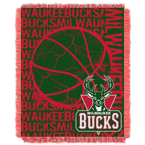 Milwaukee Bucks NBA Triple Woven Jacquard Throw (Double Play Series) (48x60)