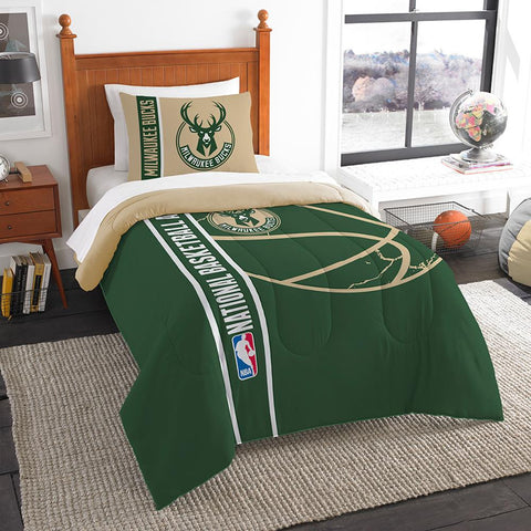 Milwaukee Bucks NBA Printed Comforter & Sham Set (Twin) (64 x 86)