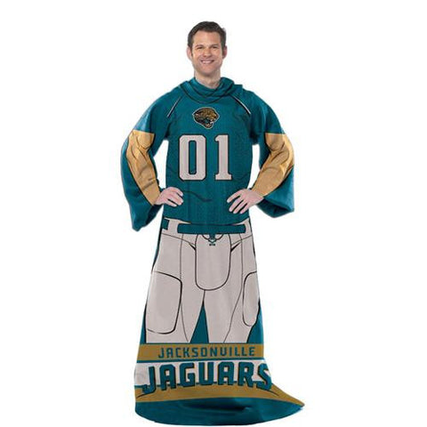 Jacksonville Jaguars NFL Uniform Comfy Throw Blanket w- Sleeves