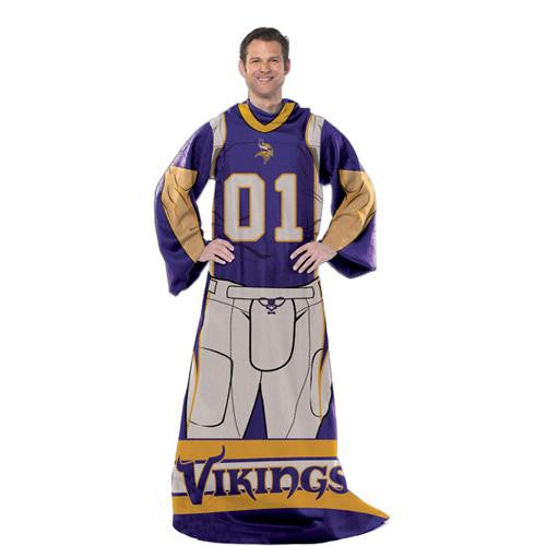 Minnesota Vikings NFL Uniform Comfy Throw Blanket w- Sleeves