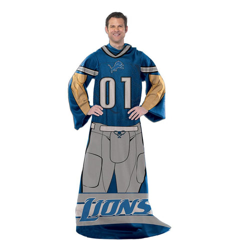 Detroit Lions NFL Uniform Comfy Throw Blanket w- Sleeves