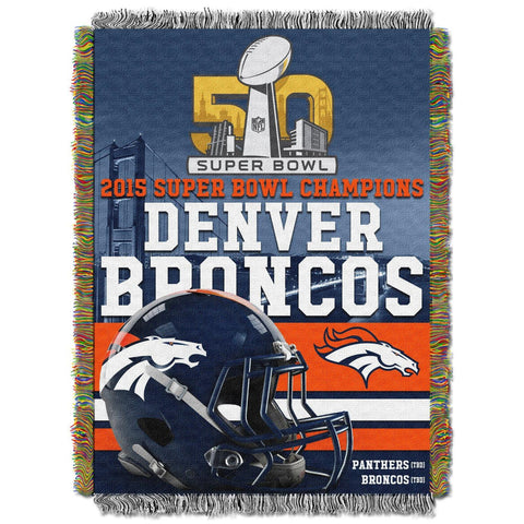 Denver Broncos NFL Super Bowl 50 Champions Woven Tapestry Throw (48x60)